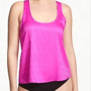 Victoria's Secret Satin Pajama Top | VS Logo Satin Tank | Large | NWT | Pink Sat